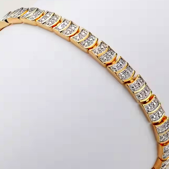 Jewelry - Vintage 1970's Natural Diamond Gold over sterling tennis bracelet